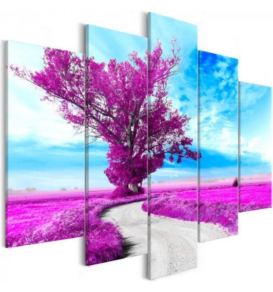 blue, pink and purple trees