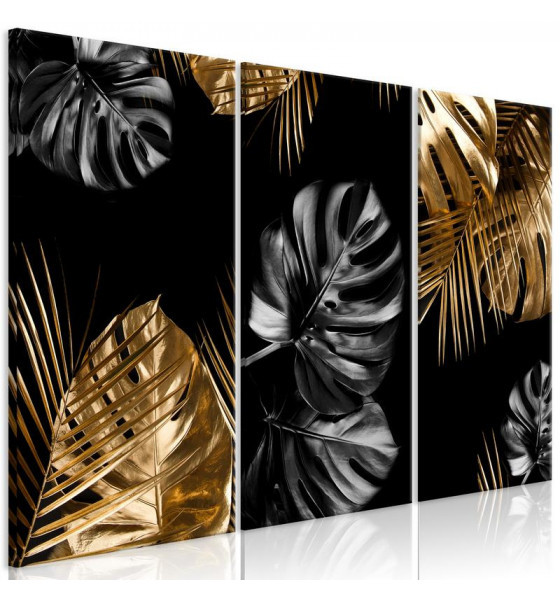 collage of golden and black leaves