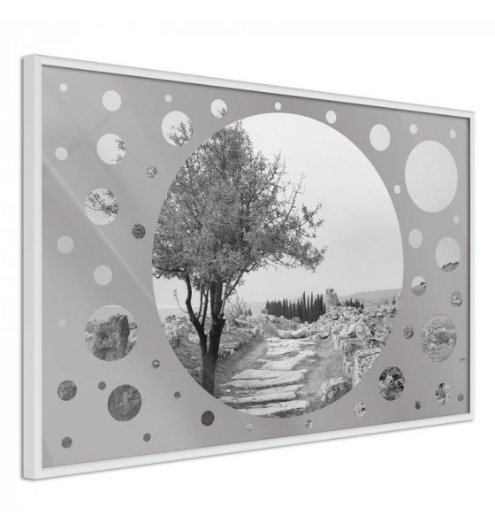 poster with trees in black and white