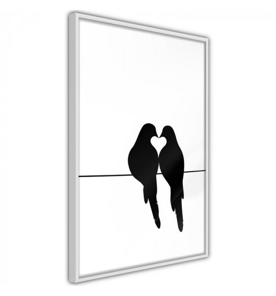 poster with birds and birds in love