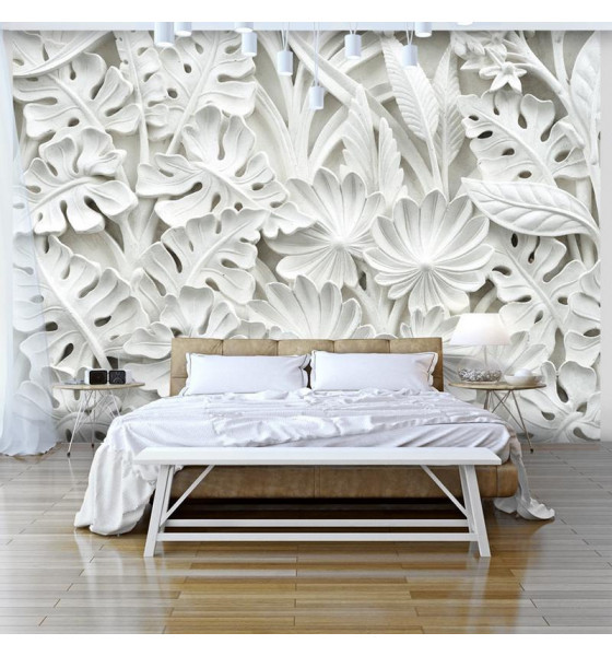papel de parede autoadesivo - folhas brancas e claras