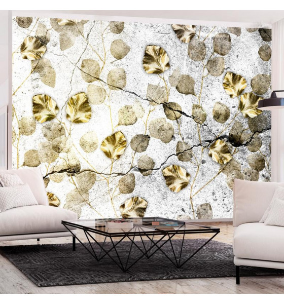self-adhesive wallpaper - golden and beige leaves