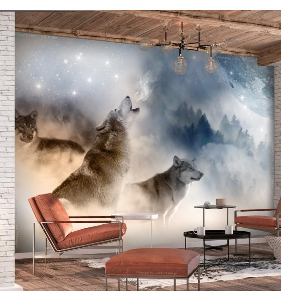 wall murals with wolves