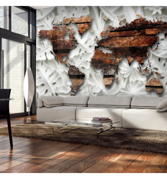 wall murals world map - leaves and trees