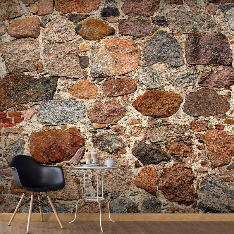 paredes com pedras e seixos
