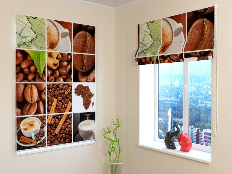 roman blinds - coffee and sweets