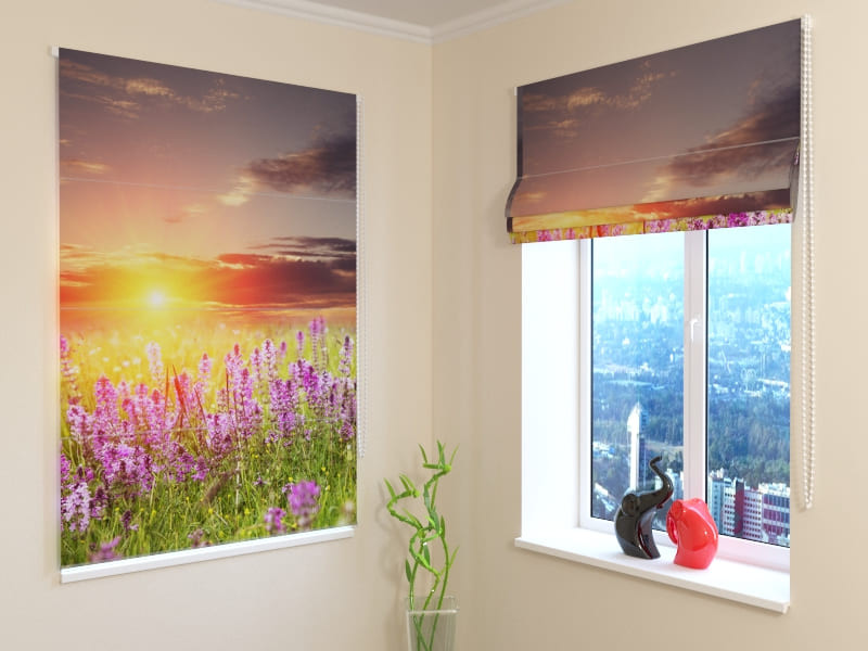 package curtains - with flowering fields