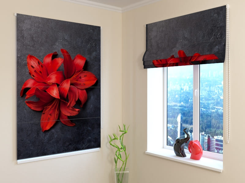 roman blinds - stones and flowers