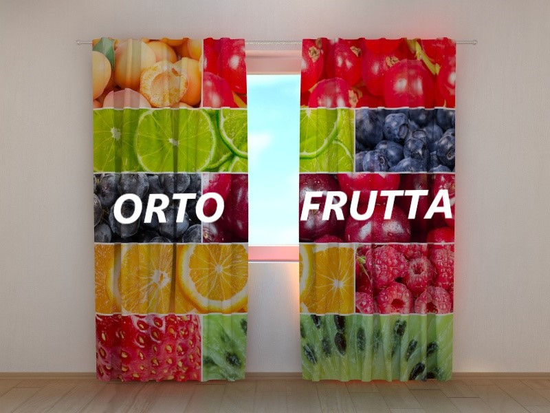curtains - mixed vegetables and fruit