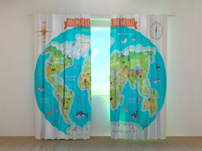 curtains - globes and compasses